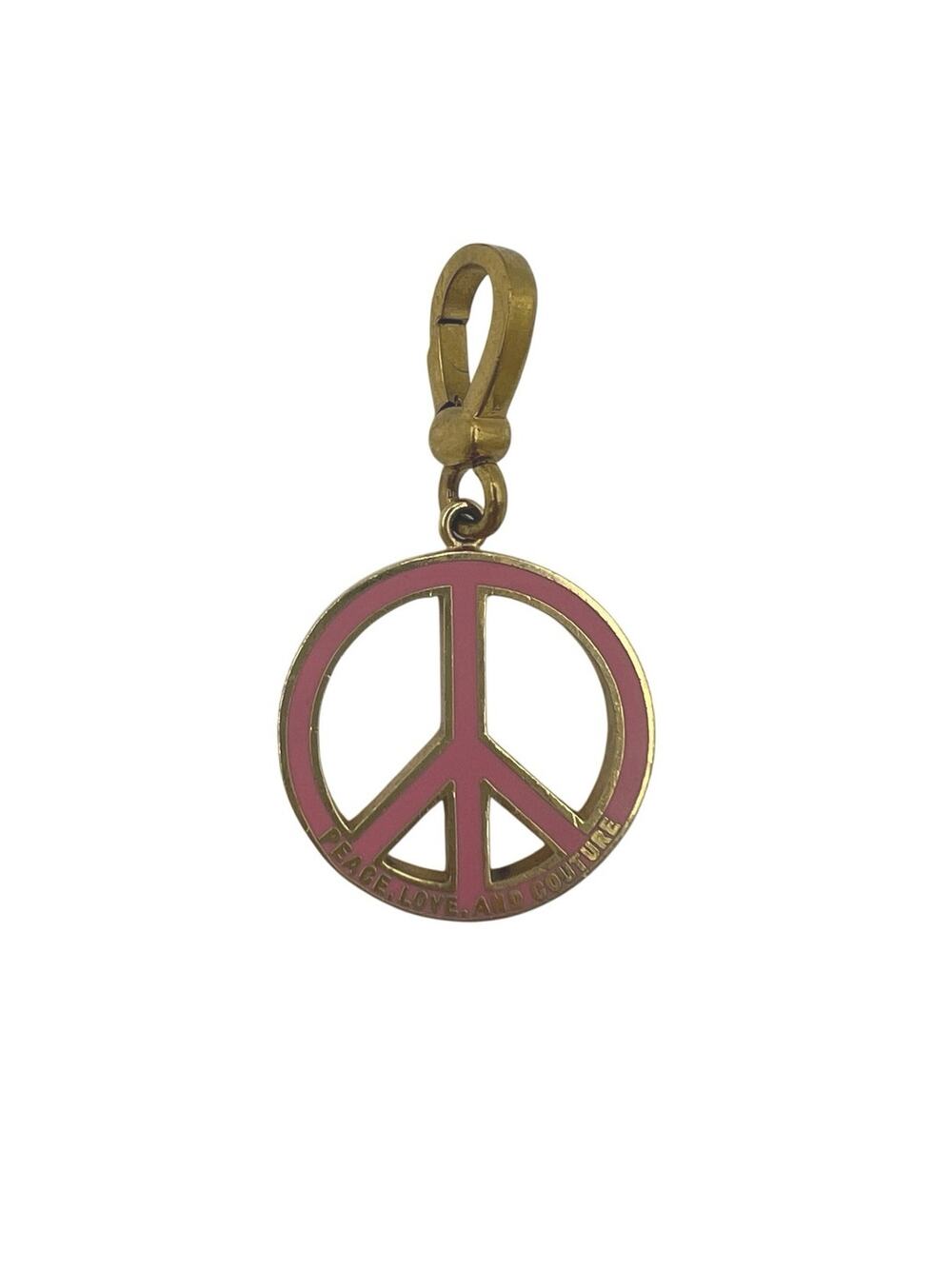 Juicy Couture Peace Sign Keychain Charm Enamel & Pave Rhinestone